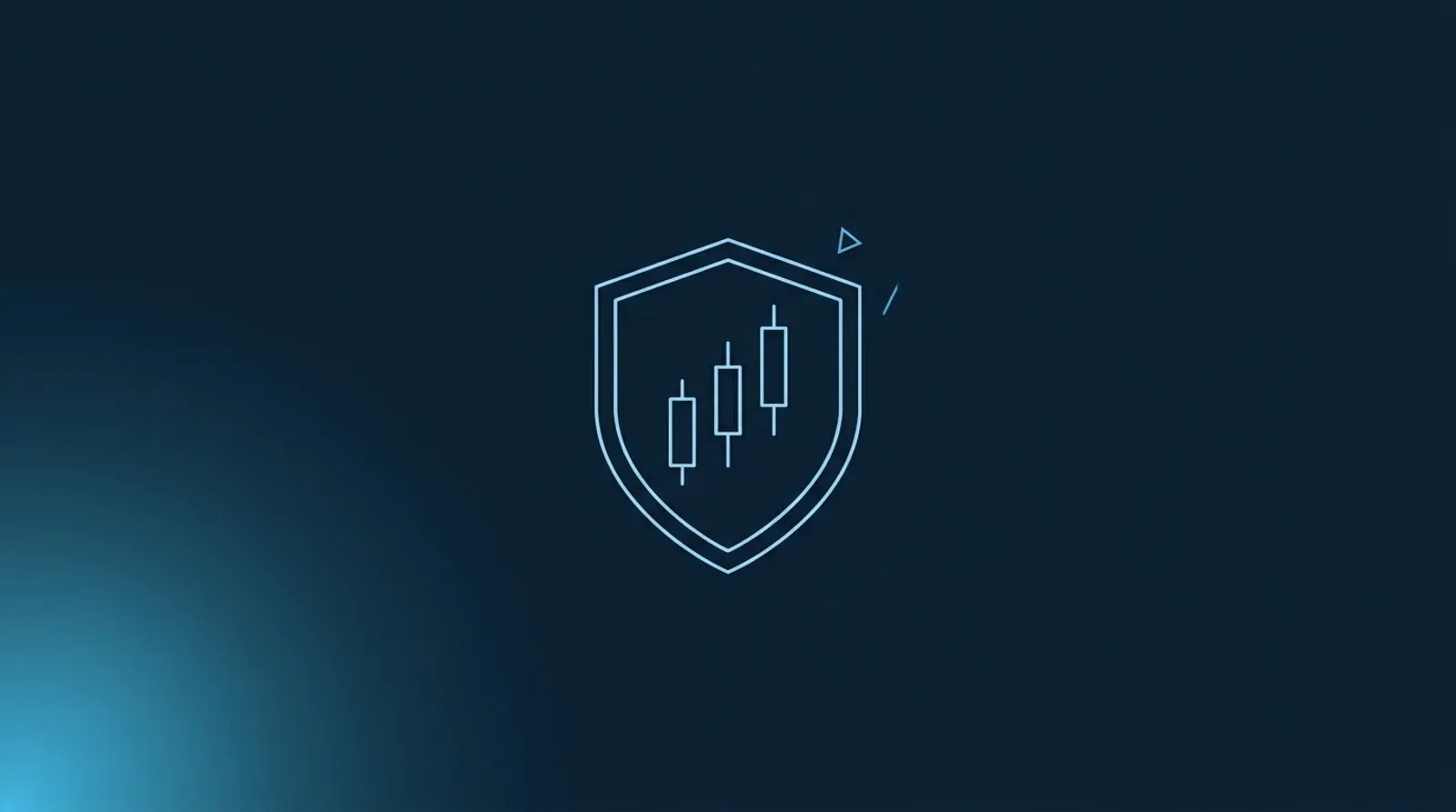 Line-art illustration of a funded prop-firm account guarded against rule breaches